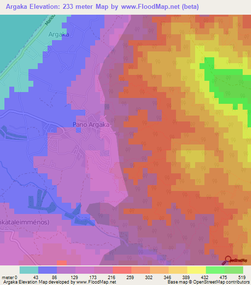 Argaka,Cyprus Elevation Map