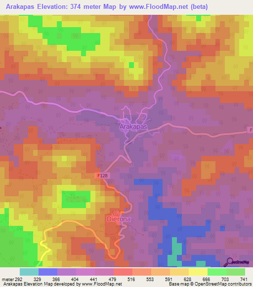 Arakapas,Cyprus Elevation Map