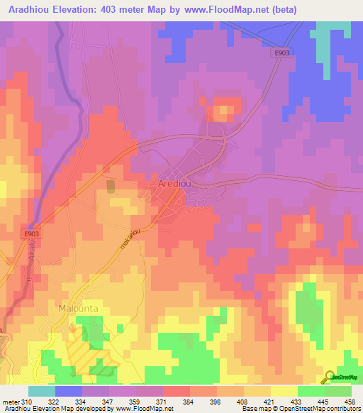 Aradhiou,Cyprus Elevation Map