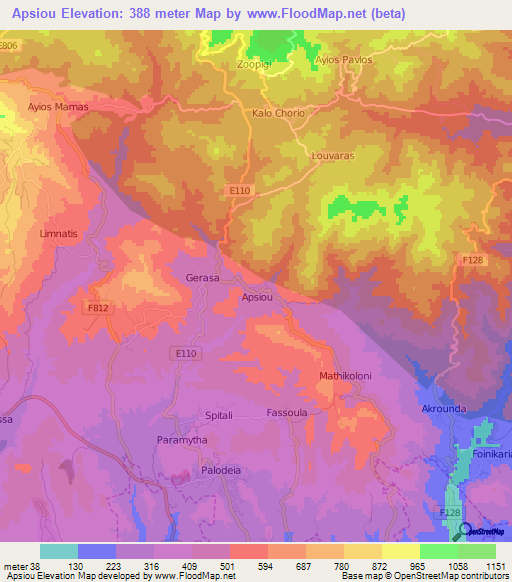 Apsiou,Cyprus Elevation Map