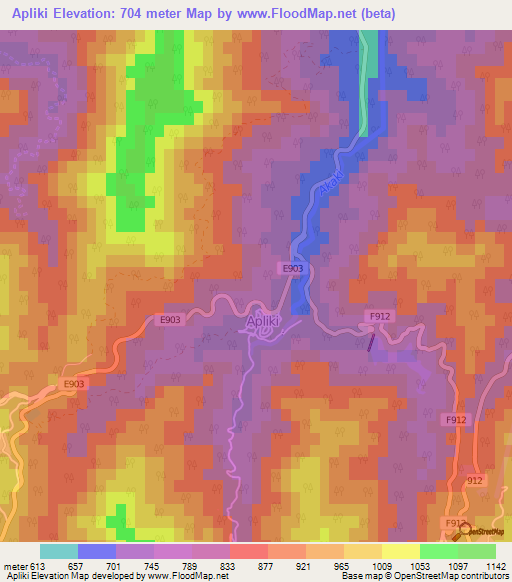 Apliki,Cyprus Elevation Map