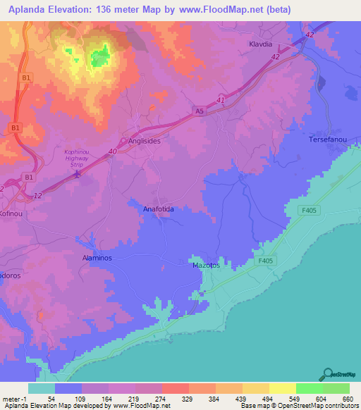 Aplanda,Cyprus Elevation Map