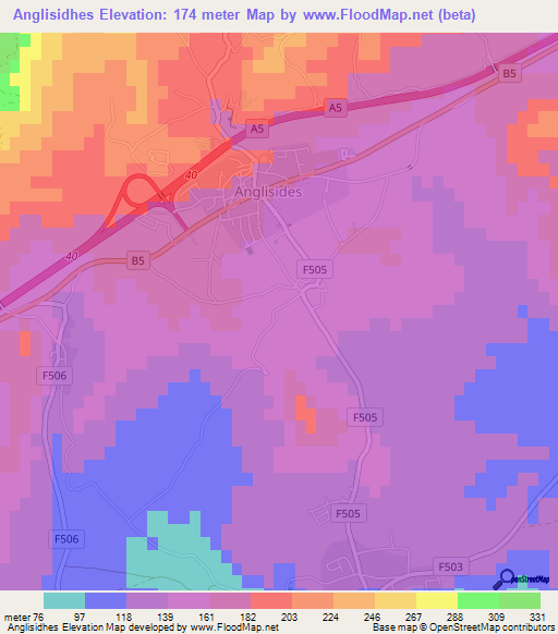 Anglisidhes,Cyprus Elevation Map