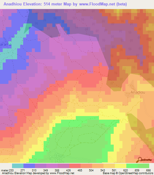Anadhiou,Cyprus Elevation Map