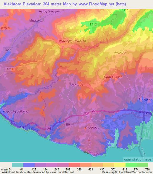 Alekhtora,Cyprus Elevation Map