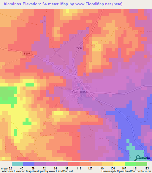 Alaminos,Cyprus Elevation Map