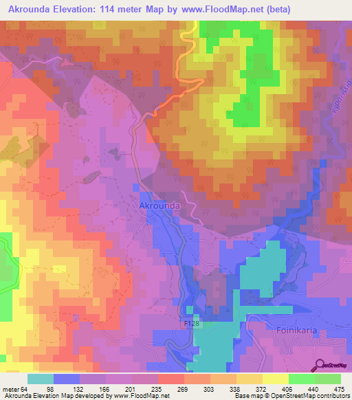 Akrounda,Cyprus Elevation Map