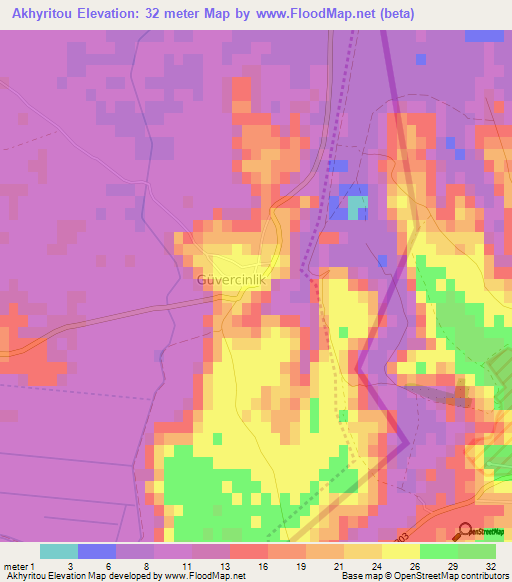 Akhyritou,Cyprus Elevation Map