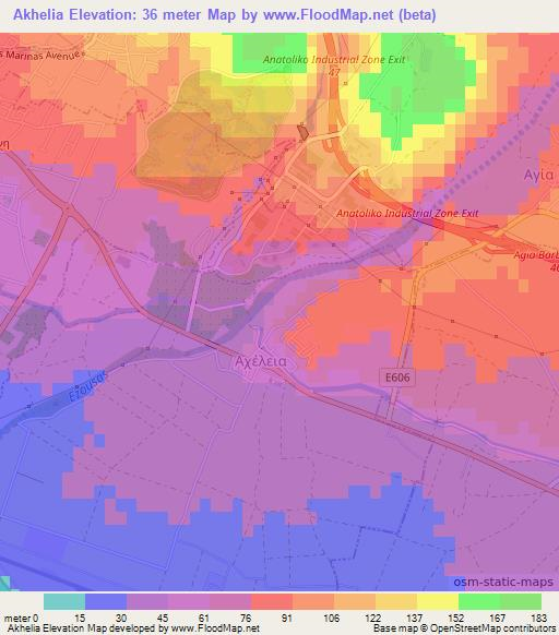 Akhelia,Cyprus Elevation Map