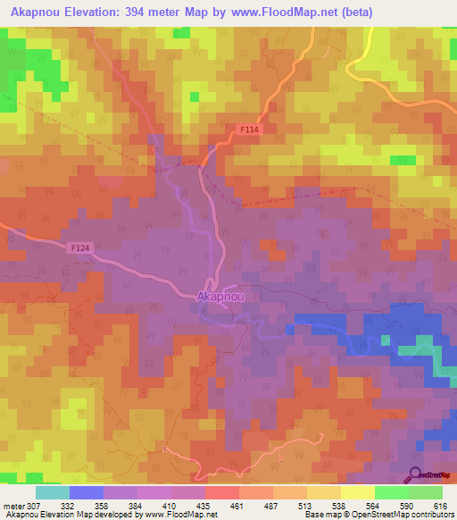 Akapnou,Cyprus Elevation Map