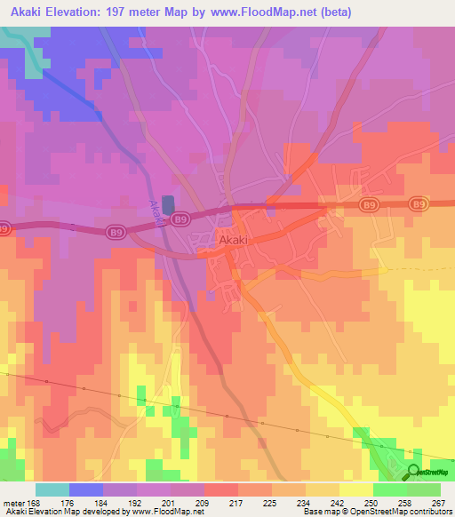 Akaki,Cyprus Elevation Map