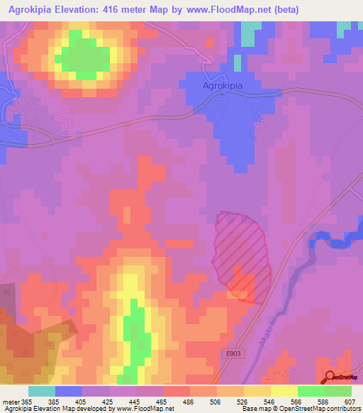 Agrokipia,Cyprus Elevation Map