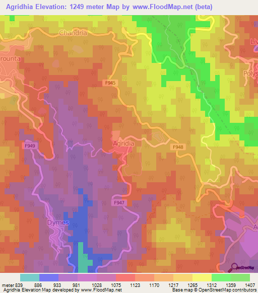 Agridhia,Cyprus Elevation Map