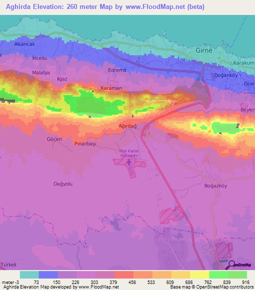 Aghirda,Cyprus Elevation Map