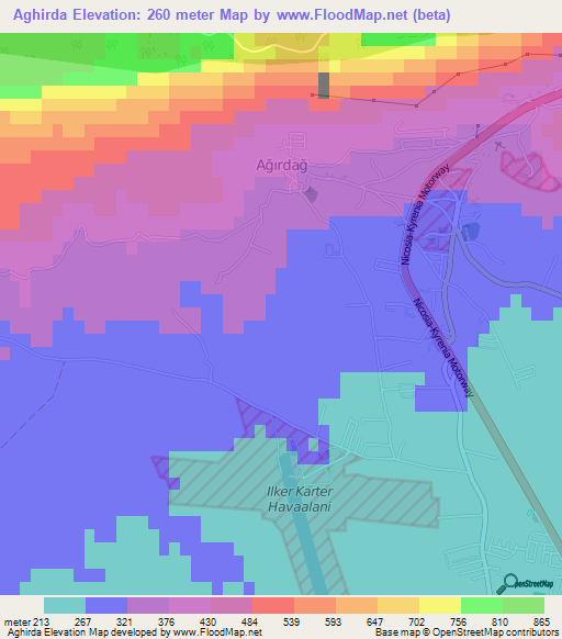 Aghirda,Cyprus Elevation Map