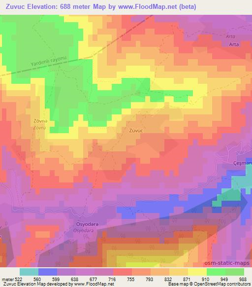 Zuvuc,Azerbaijan Elevation Map