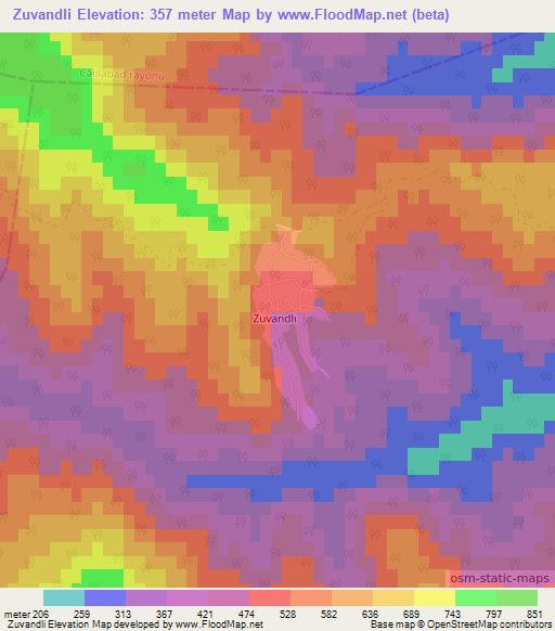 Zuvandli,Azerbaijan Elevation Map