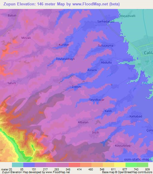 Zupun,Azerbaijan Elevation Map
