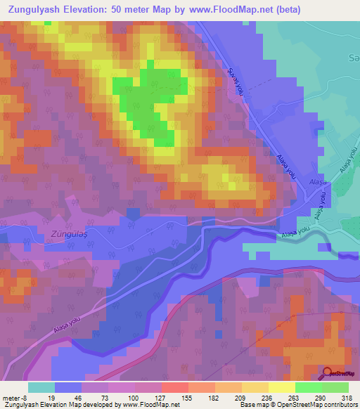 Zungulyash,Azerbaijan Elevation Map