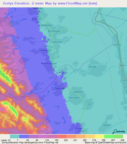 Zovlya,Azerbaijan Elevation Map