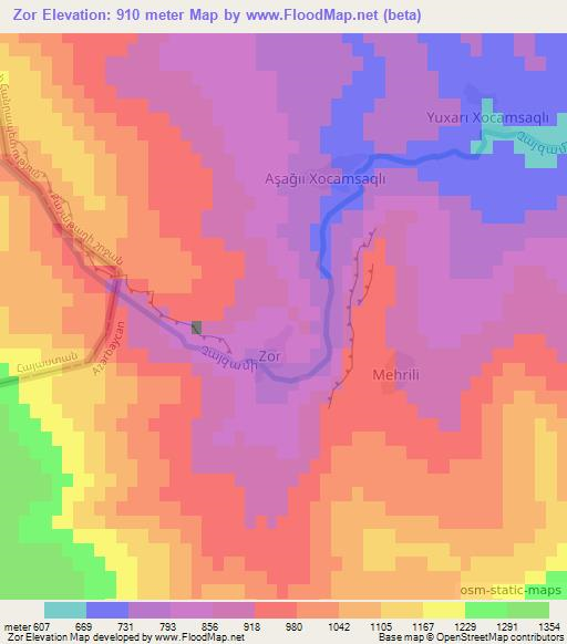 Zor,Azerbaijan Elevation Map