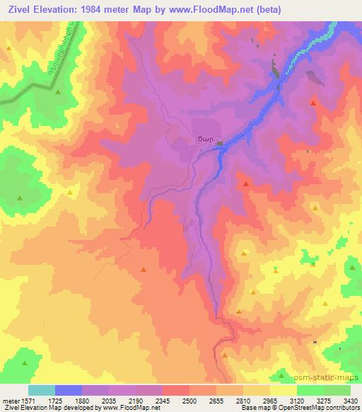 Zivel,Azerbaijan Elevation Map