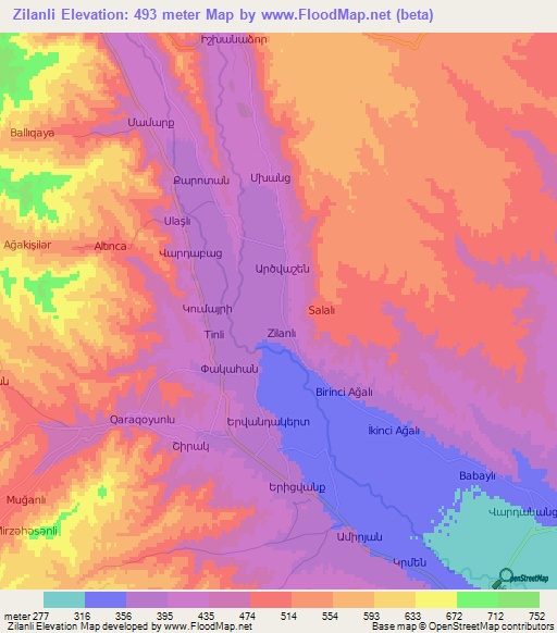 Zilanli,Azerbaijan Elevation Map