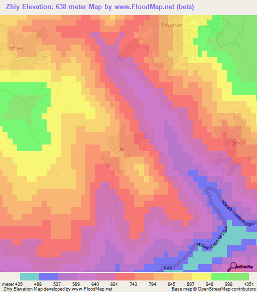 Zhiy,Azerbaijan Elevation Map