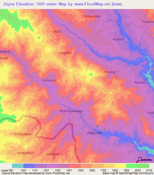 Zeyva,Azerbaijan Elevation Map
