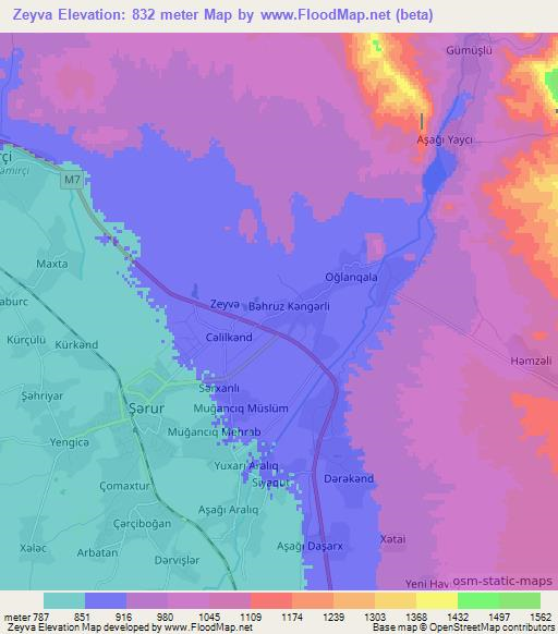 Zeyva,Azerbaijan Elevation Map