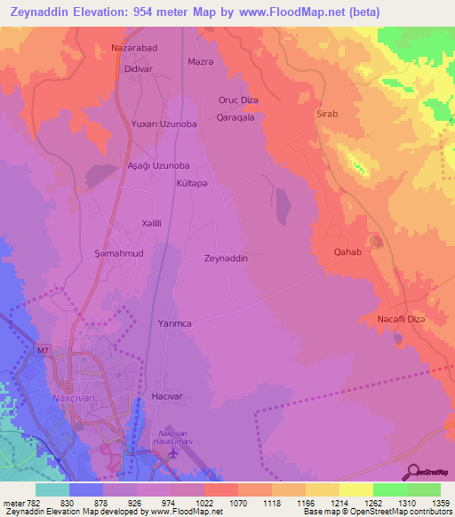 Zeynaddin,Azerbaijan Elevation Map