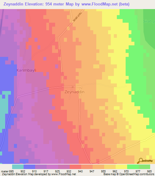 Zeynaddin,Azerbaijan Elevation Map