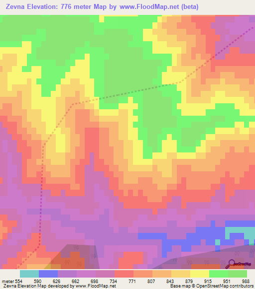 Zevna,Azerbaijan Elevation Map