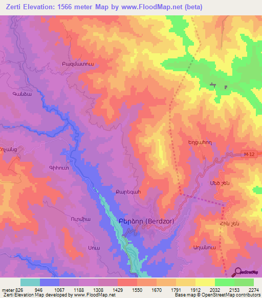 Zerti,Azerbaijan Elevation Map