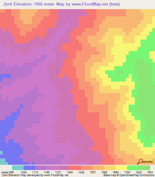 Zerti,Azerbaijan Elevation Map