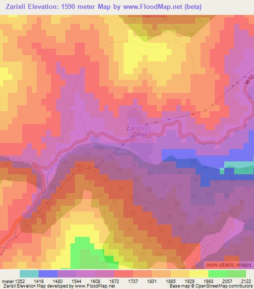 Zarisli,Azerbaijan Elevation Map