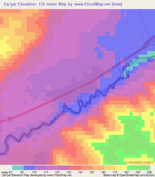 Zar'yar,Azerbaijan Elevation Map