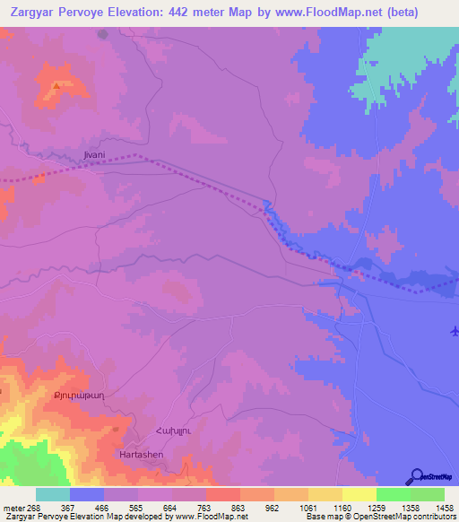 Zargyar Pervoye,Azerbaijan Elevation Map
