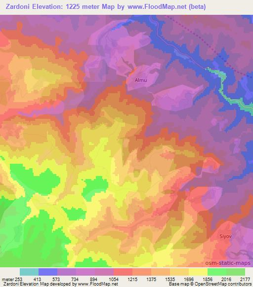 Zardoni,Azerbaijan Elevation Map