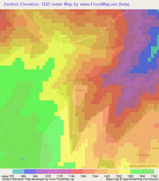 Zardoni,Azerbaijan Elevation Map