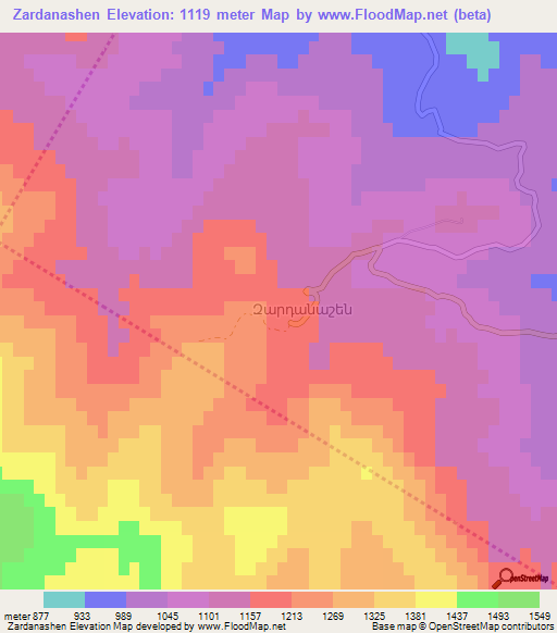 Zardanashen,Azerbaijan Elevation Map