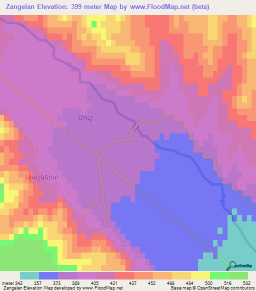 Zangelan,Azerbaijan Elevation Map
