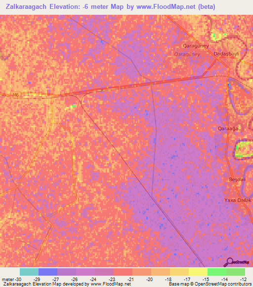 Zalkaraagach,Azerbaijan Elevation Map
