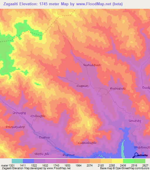 Zagaalti,Azerbaijan Elevation Map