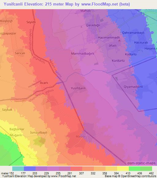 Yusifcanli,Azerbaijan Elevation Map