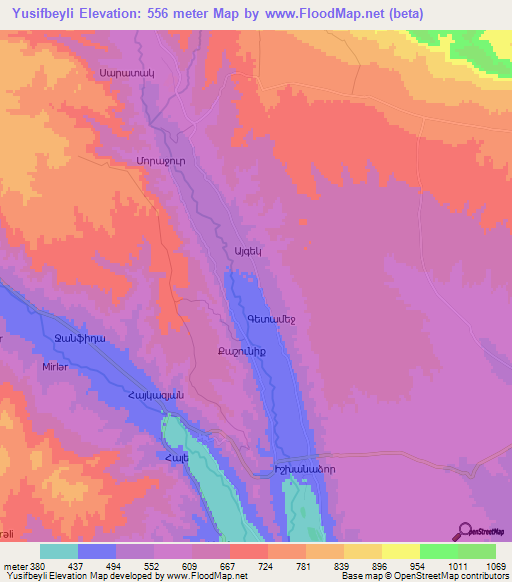 Yusifbeyli,Azerbaijan Elevation Map
