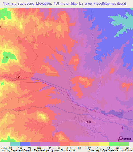 Yukhary-Yaglevend,Azerbaijan Elevation Map