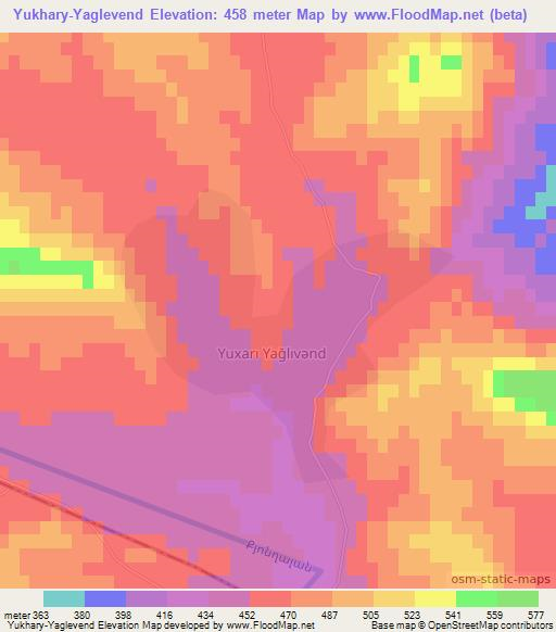Yukhary-Yaglevend,Azerbaijan Elevation Map