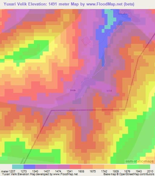 Yuxari Velik,Azerbaijan Elevation Map