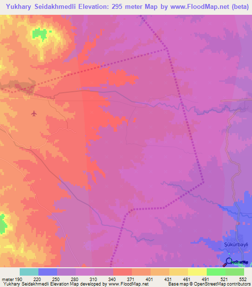Yukhary Seidakhmedli,Azerbaijan Elevation Map